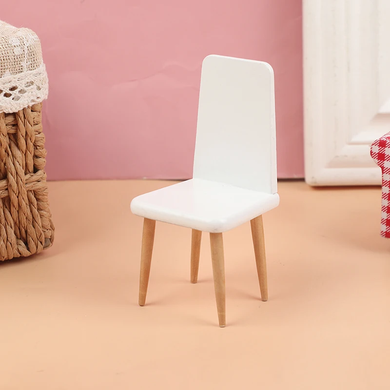 

1:12 Modern Style Dollhouse Miniature White Wooden Chair Office Chairs Model Furniture Accessories Toys