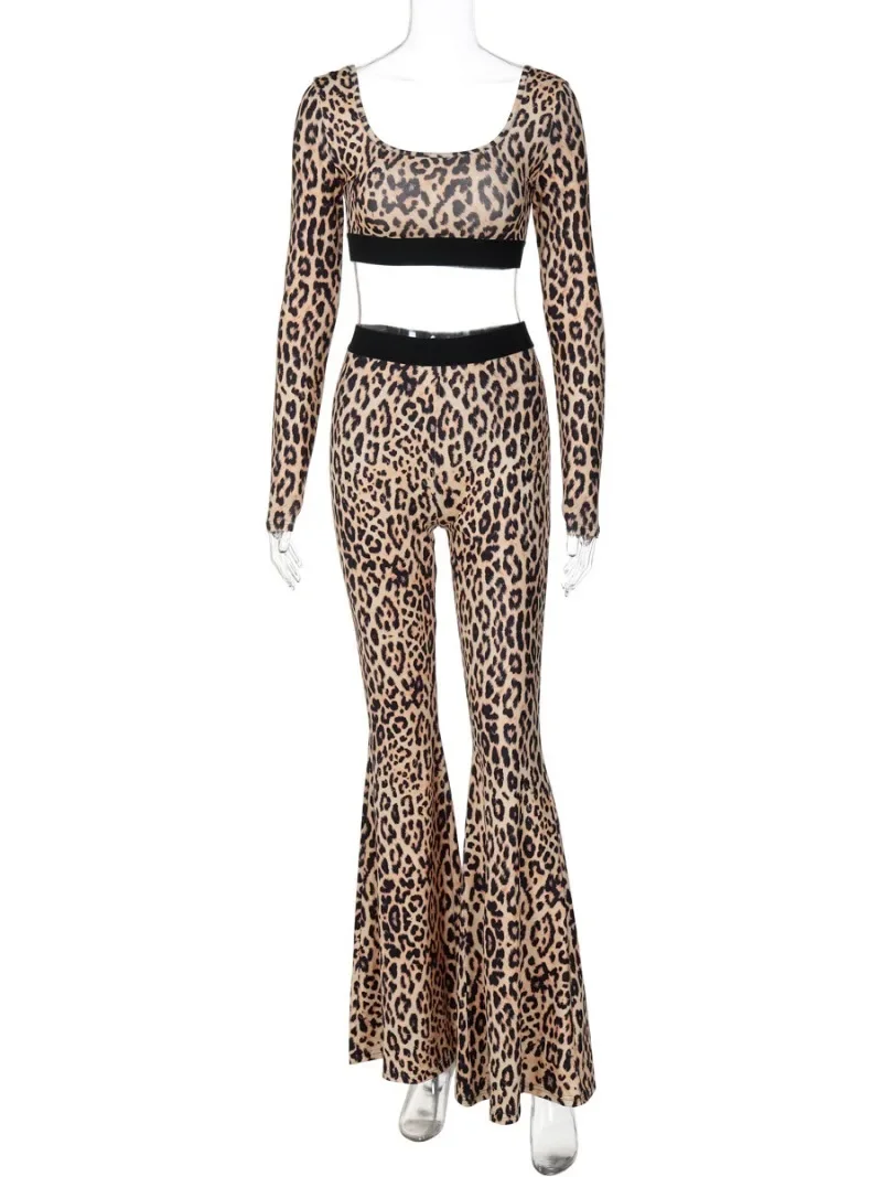 Женский спортивный костюм с леопардовым принтом черный комплект из 2 предметов: