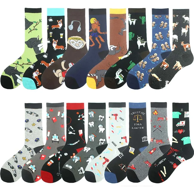 

Design Hop Crew Funny Divertidos Sokken Meias Happy Men Skateboard Big Hip Socks Character Professional Size Animal Skarpetki