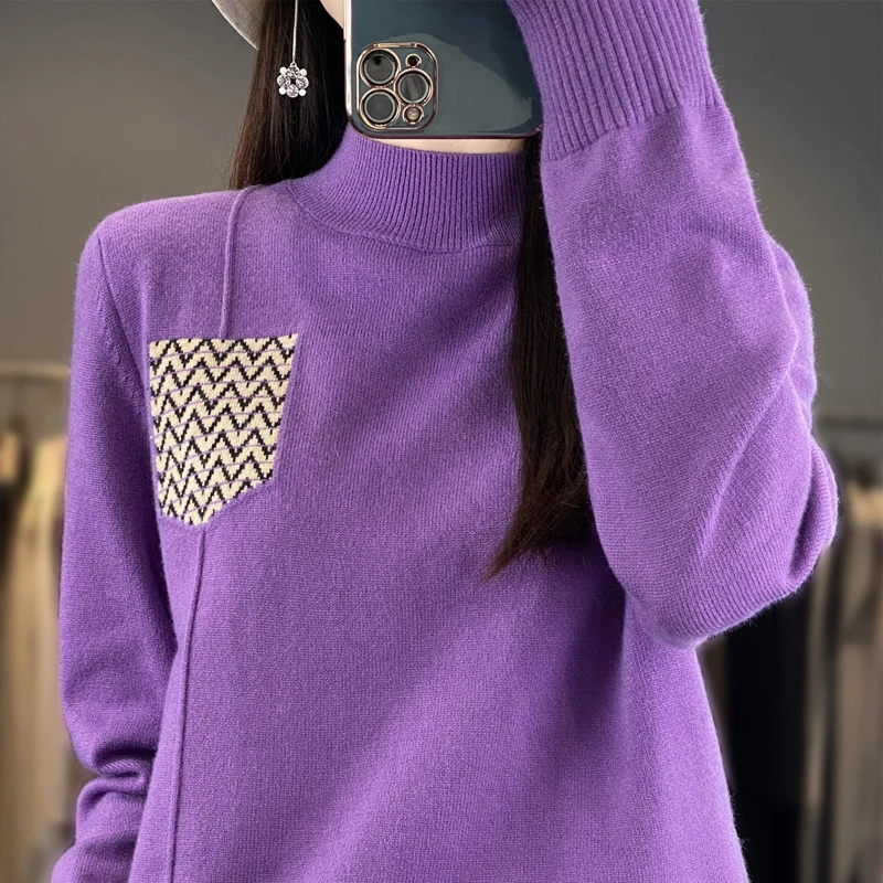Новинка Женский кашемировый свитер на осень и зиму пуловер с высоким воротником