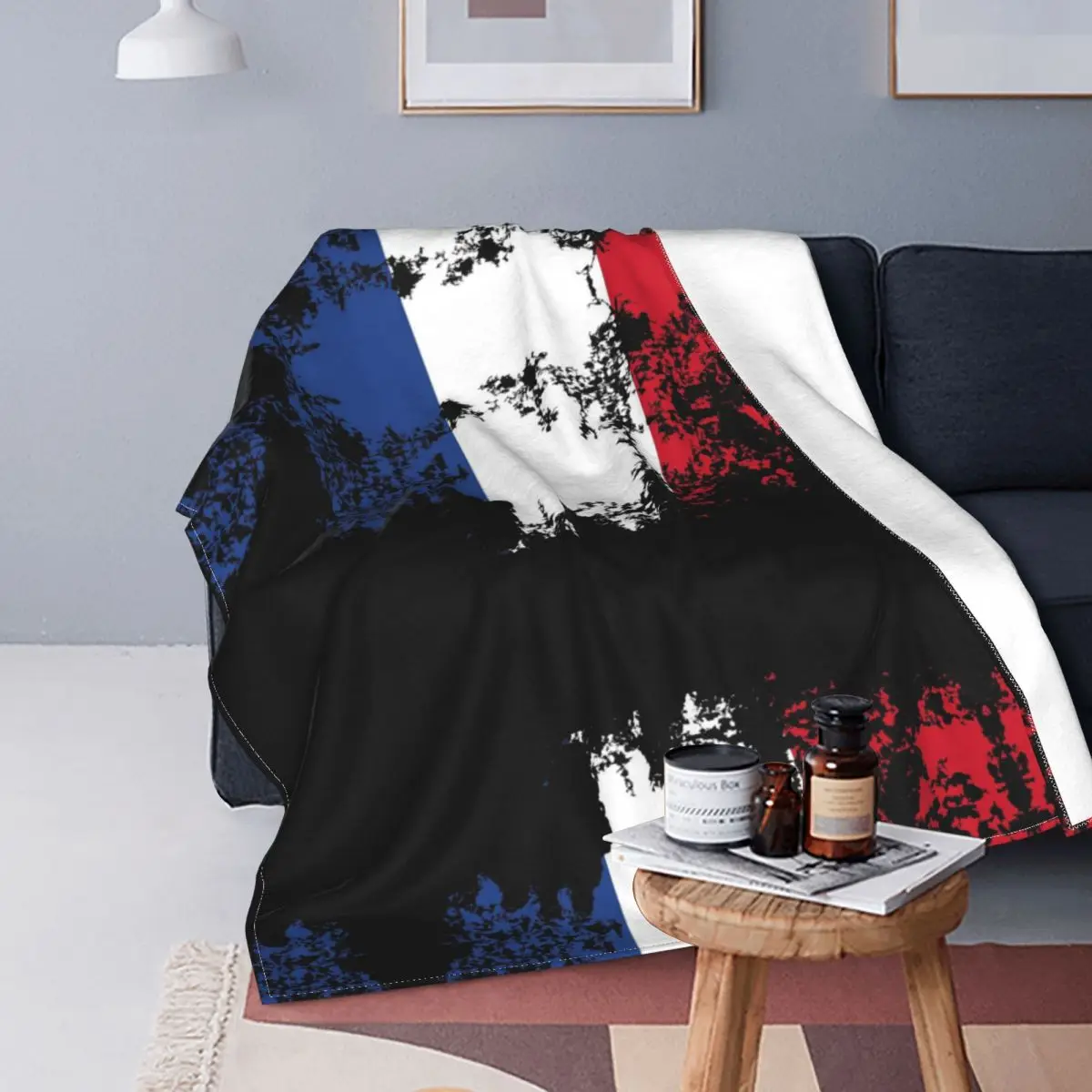 

France Flag Graphic Design French Fans Knitted Blankets Fleece Throw Blanket Home Couch Decoration Soft Warm Bedsprea 09