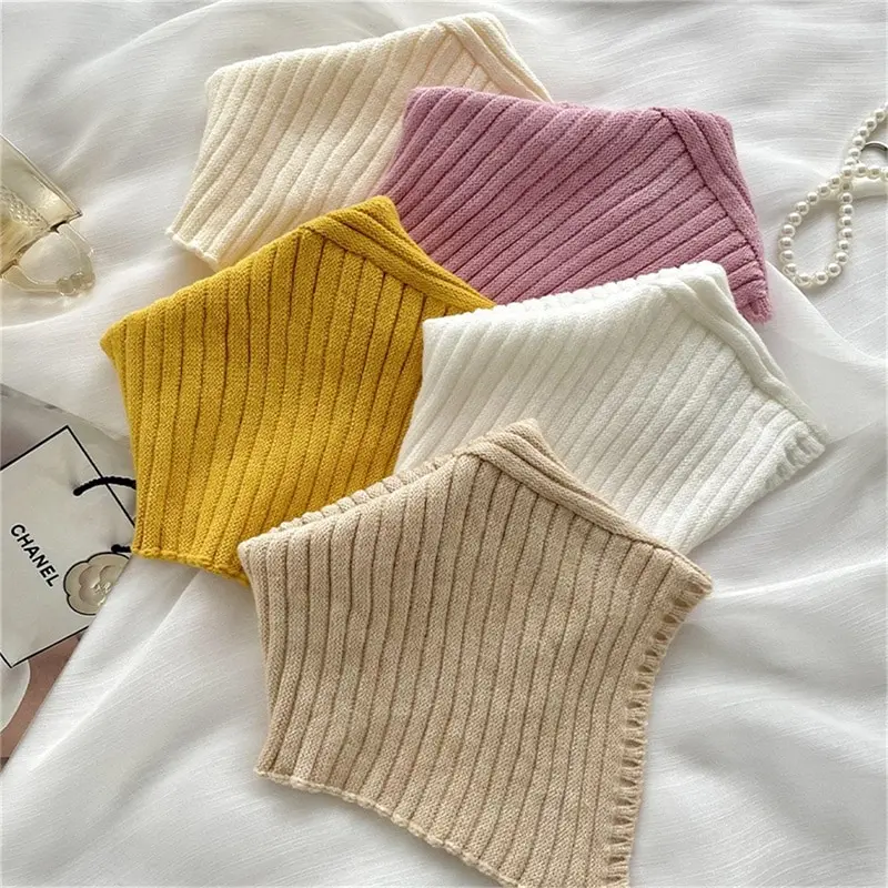 

Autumn Winter Women's Scarf Wild Warm Protect Cervical Spine Stretch Knitted Fake Collar High Neck Pullover Bib Female