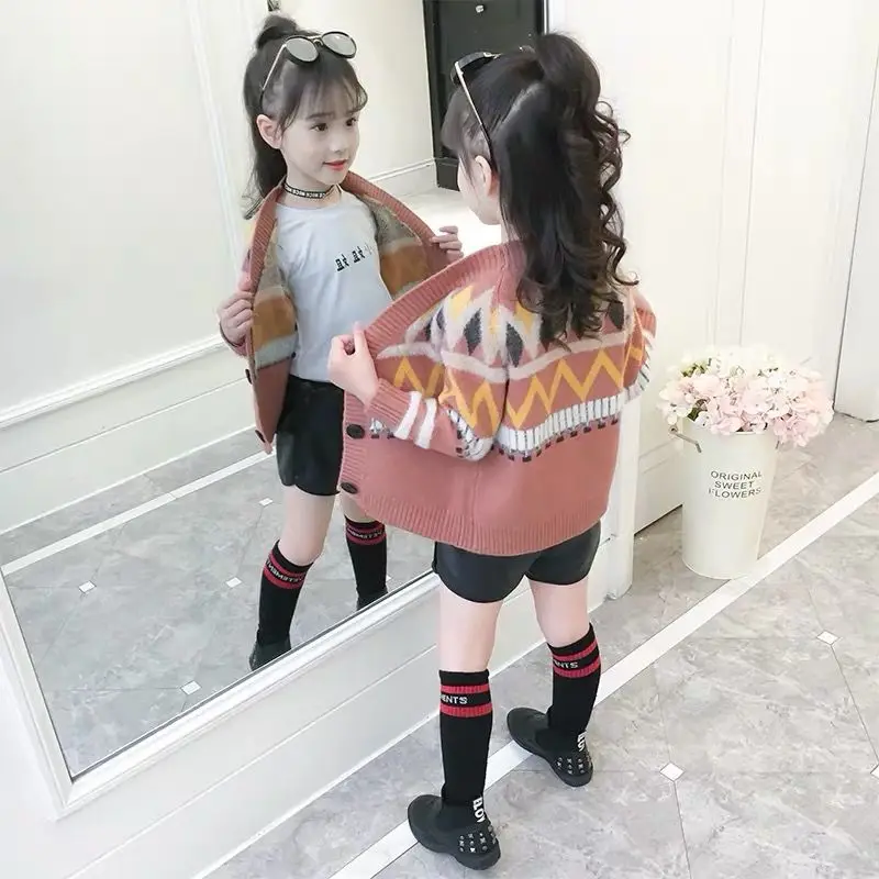

Spring Autumn Knitted Cardigan Sweater Children Clothing Teenage Girls Sweaters Kids Wear Baby Girl Clothes Winter 10 12 Year