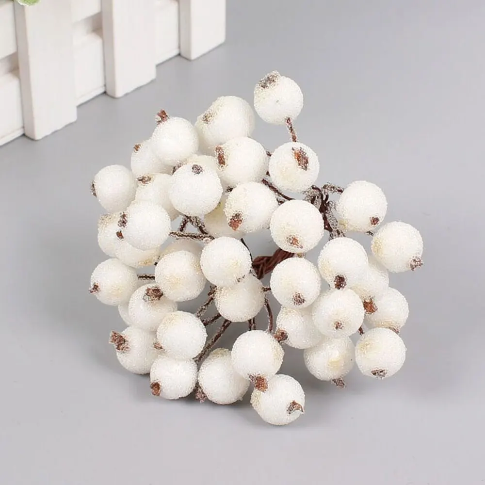 

40 Heads Artificial Frosted Holly Berry Flowers Fruits Home Wedding Party Decor