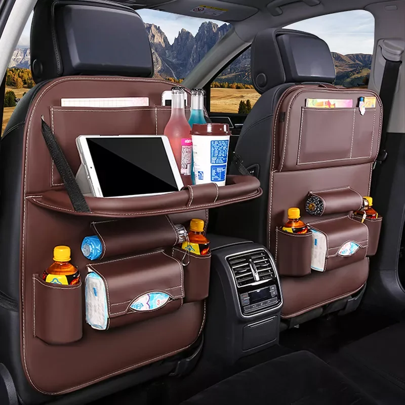 

Back Seat Organizer Storage Bag with Foldable Table Tray Tablet Holder Tissue Box Auto Back Seat Bag Protector Accessories