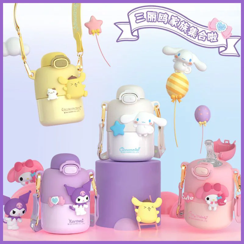 

Новинка 2022, термос, чашка Sanrio Kuromi Melody Hello Kitty, чашка для воды, креативный детский чайник, чашка для живота с соломинкой, вакуумная фляжка, бутыл...