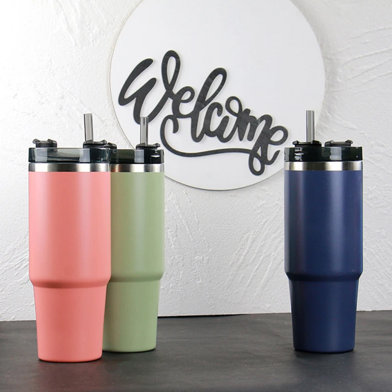 

Outdoor Water Bottle Portable Hydro Flask Car Cup Double Layer Vacuum Stainless Steel Insulation Straw Cup