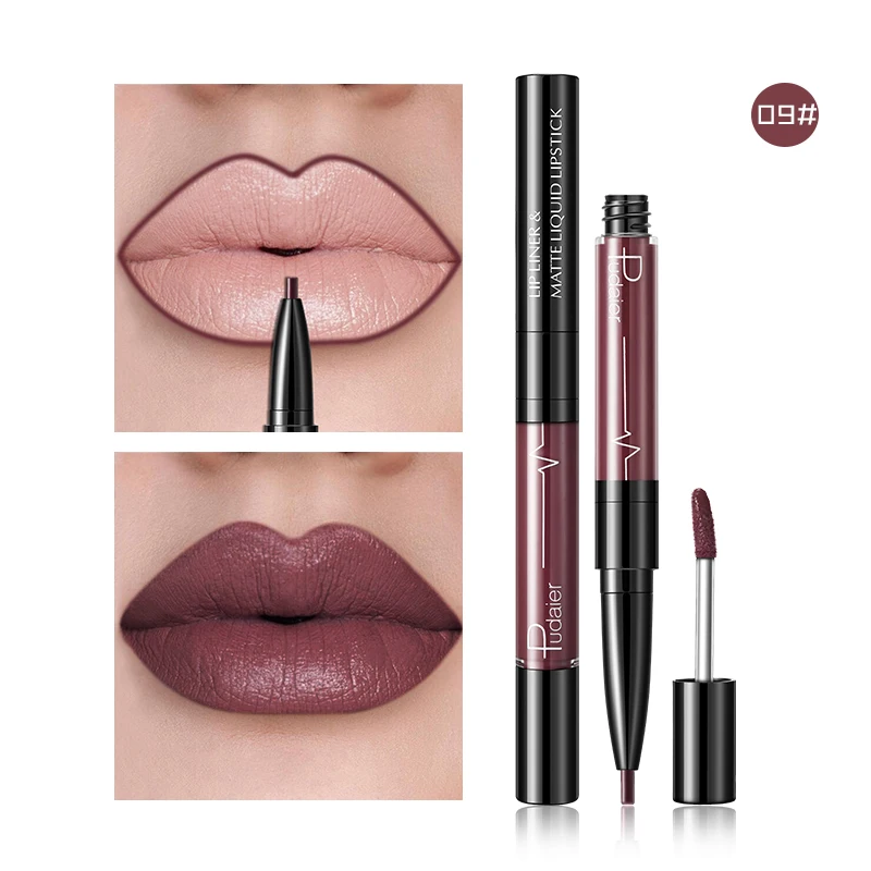 

16 Color Double-ended Matte Lipstick Waterproof Velvet Liquid Lip Makeup Lipliner Long Lasting Red Brown Nude Lipsticks Gift