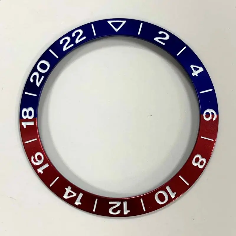 38mm Aluminum Ring GMT2-22 Font Sloping Various Colors Watch Bezel Insert Fits 40mm Kelpie Watch Case Watch Accessories Parts