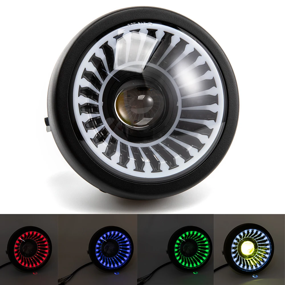 

Мотоцикл 6,5 ''кафе гонщик винтажные универсальные светодиодные RGB фары дальнего и ближнего света для Harley Sporter Softtail Choppers на заказ