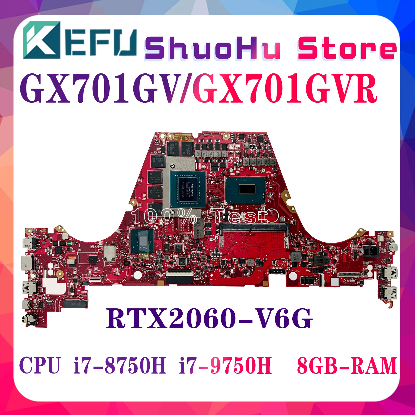 Материнская плата KEFU GX701GX для ноутбука ASUS GX701GXH GX701GV GX701GXR, материнская плата с фотооборудованием RTX2060/2080 16GB/8GB-RAM
