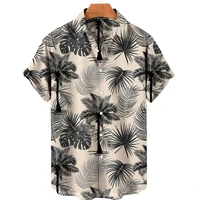 new mens clothing summer lightweight short sleeve hawaiian shirts casual fashion v neck shirts loose street tops