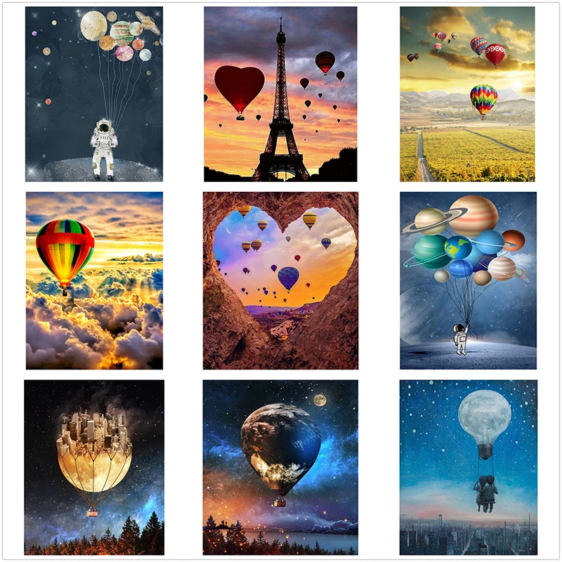 

Алмазная вышивка, пейзаж, алмазная живопись, астронавт, воздушный шар, вышивка крестиком стразы, набор для рисования из бисера, Настенный де...