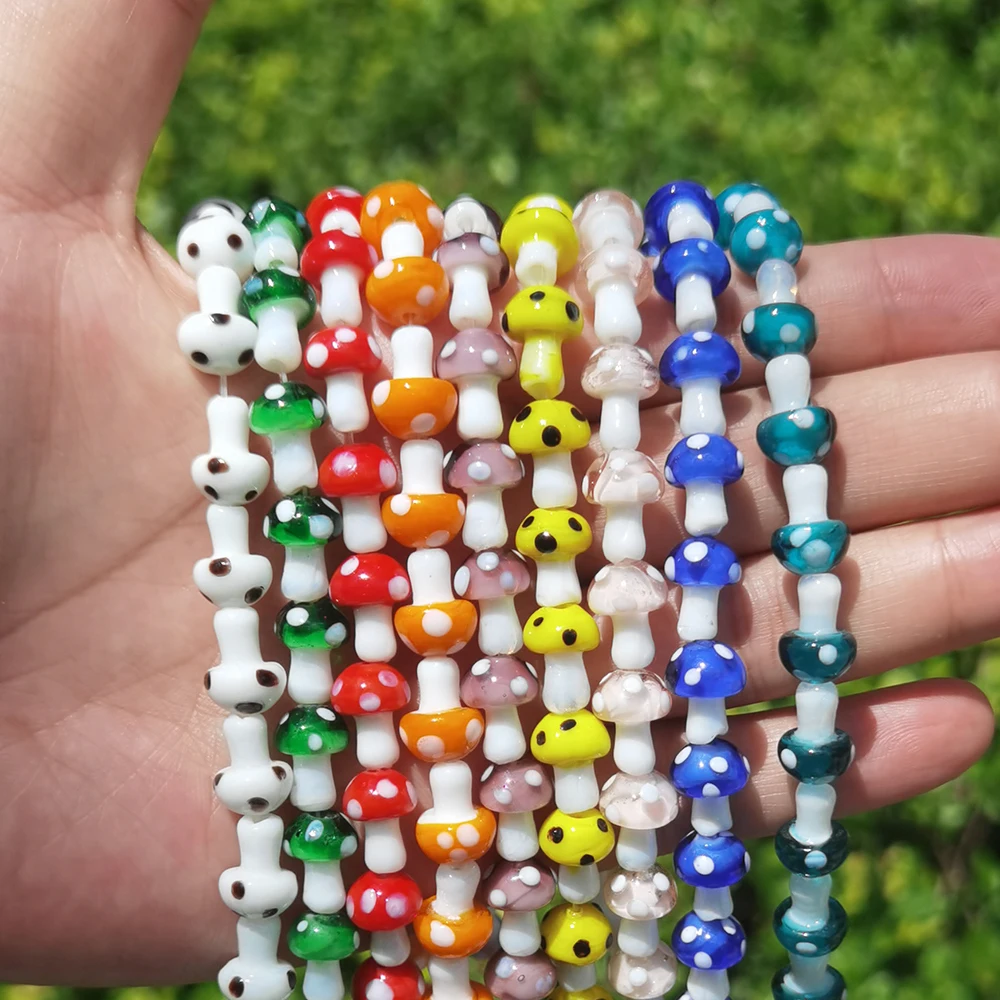 Wholesale  Multicolor Mushroom Lampwork Glass Loose Beads For Jewelry Making Accessories DIY Bracelet Necklace Wholesale