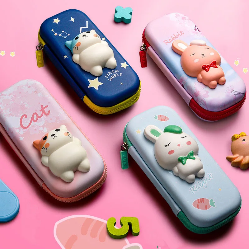 3D канцелярская коробка кошка кролик медведь мягкий пенал для снятия стресса