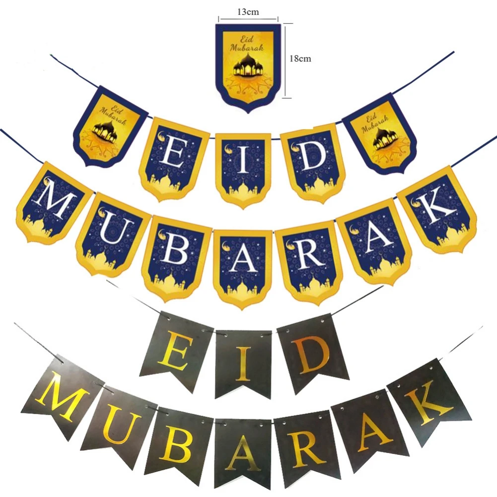 

Eid Mubarak Banner 2023 Muslims Ramadan Mubarak Decorations Linen Hanging Flag With Ropes Islam Home Decors Party Supplies