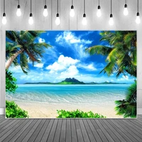 summer tropical sea beach scenic holiday party photography backgrounds clouds blue sky island palm tree seaside photo backdrops