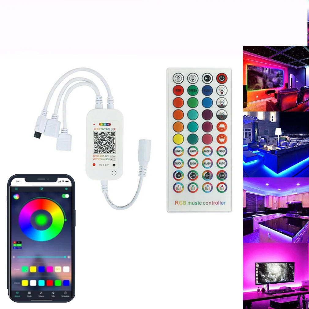 

Music RGB Led Controller Dual Signal Sound Sensor Wireless Music Control 40 Keys Strong Plastic Material