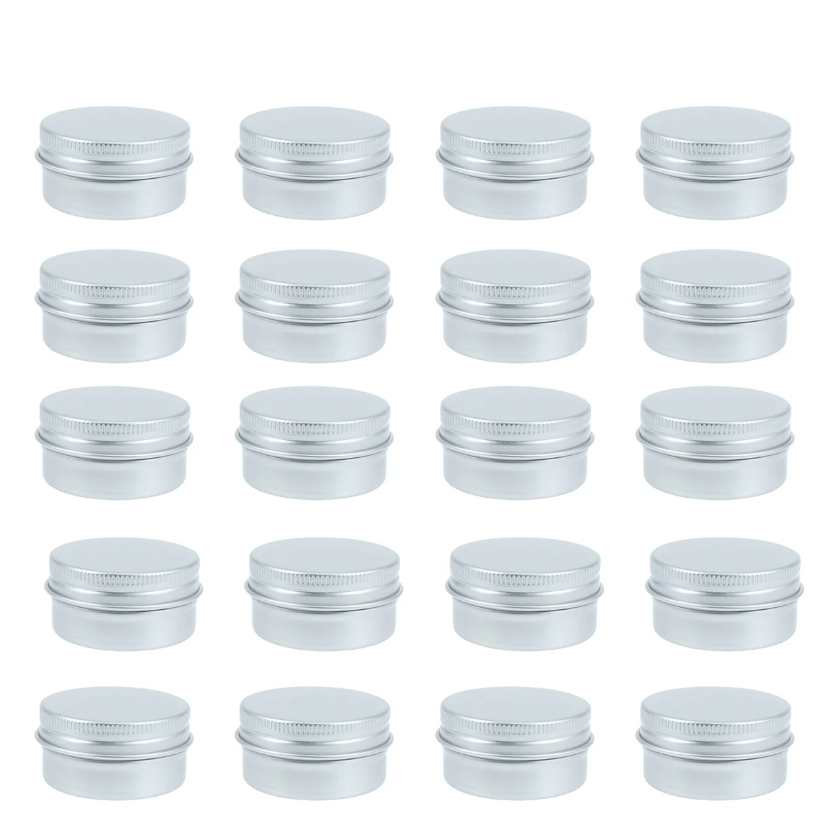 

20pcs Aluminum Tin Cans Empty Travel Jars Containers with Lids for Makeup Lotion Lip Balm and Cosmetics 20ml Powder
