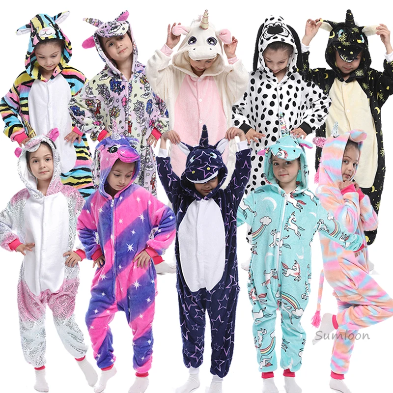 

Kigurumi Children's Pajamas For Boys Girls Unicorn Pajamas Flannel Kids Panda Pijamas Suit Animal Sleepwear Winter Cat Onesies