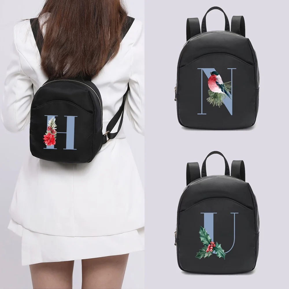

2022 Fashion Women Mini Backpack Multifunction Small Backpacks Casual Simple Blue Printing Student Bookbags Travleing Rucksack