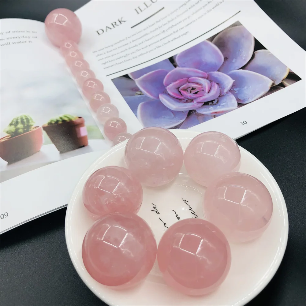 

Оптовая продажа, Шар Из Натурального Розового Кварца, сфера, Исцеляющие кристаллы рейки, круглые камни, ожерелье, изготовление ювелирных из...