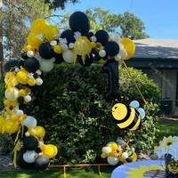 114pcs bee party balloon garland kit number balloon matte lemon white and black balloon arch baby shower birthday wedding decor