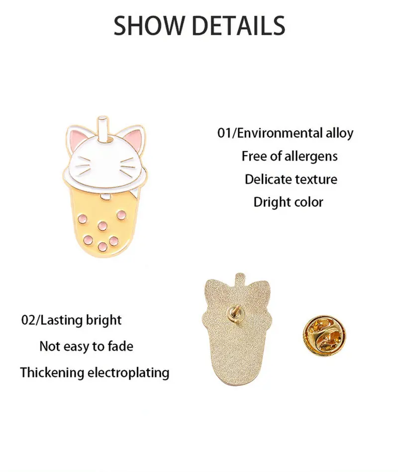 Эмалированные булавки с едой гриб мороженое боба чай кошачья лапа броши сумка