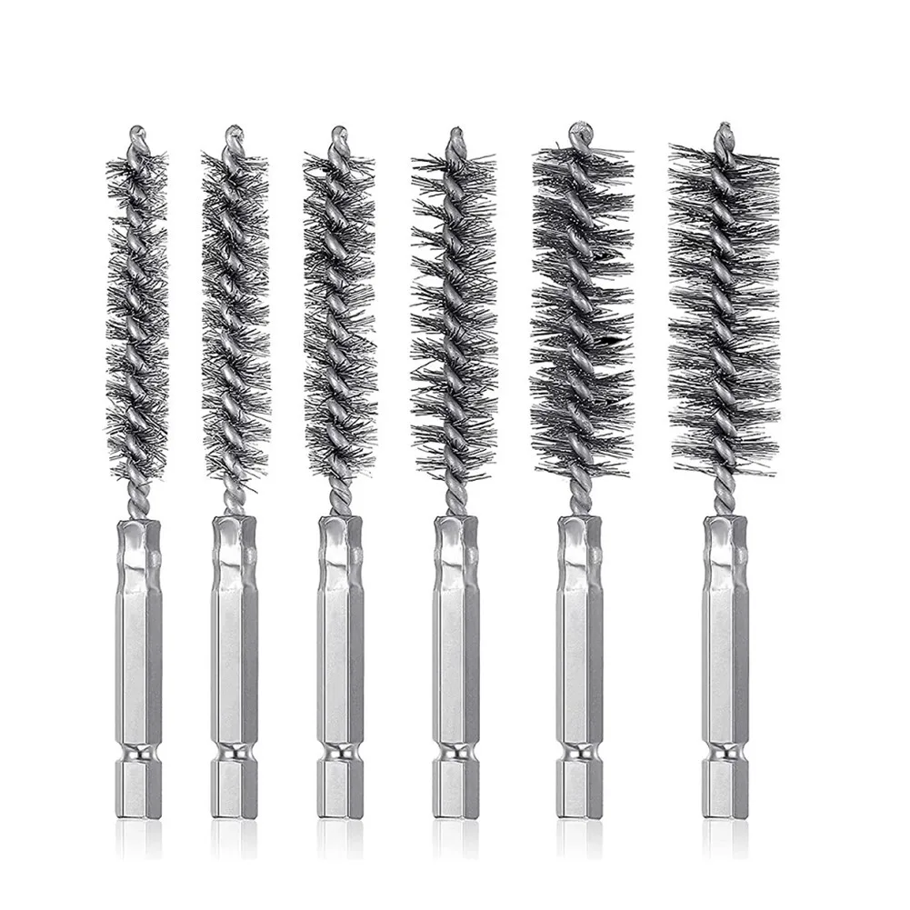 6PCS Stainless Steel Drilling Brush Twisted Wire Stainless Steel Cleaning Brushes For Electric Drill Impact Tool Cleaning
