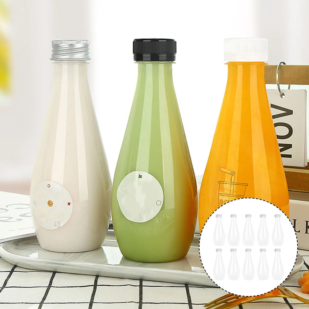 

Bottlesbottlecapsplastic Clearjuicing Empty Lids Reusable 12Oztransparent Containers 12 Cap Oz Drink Storage Coffee Beverage