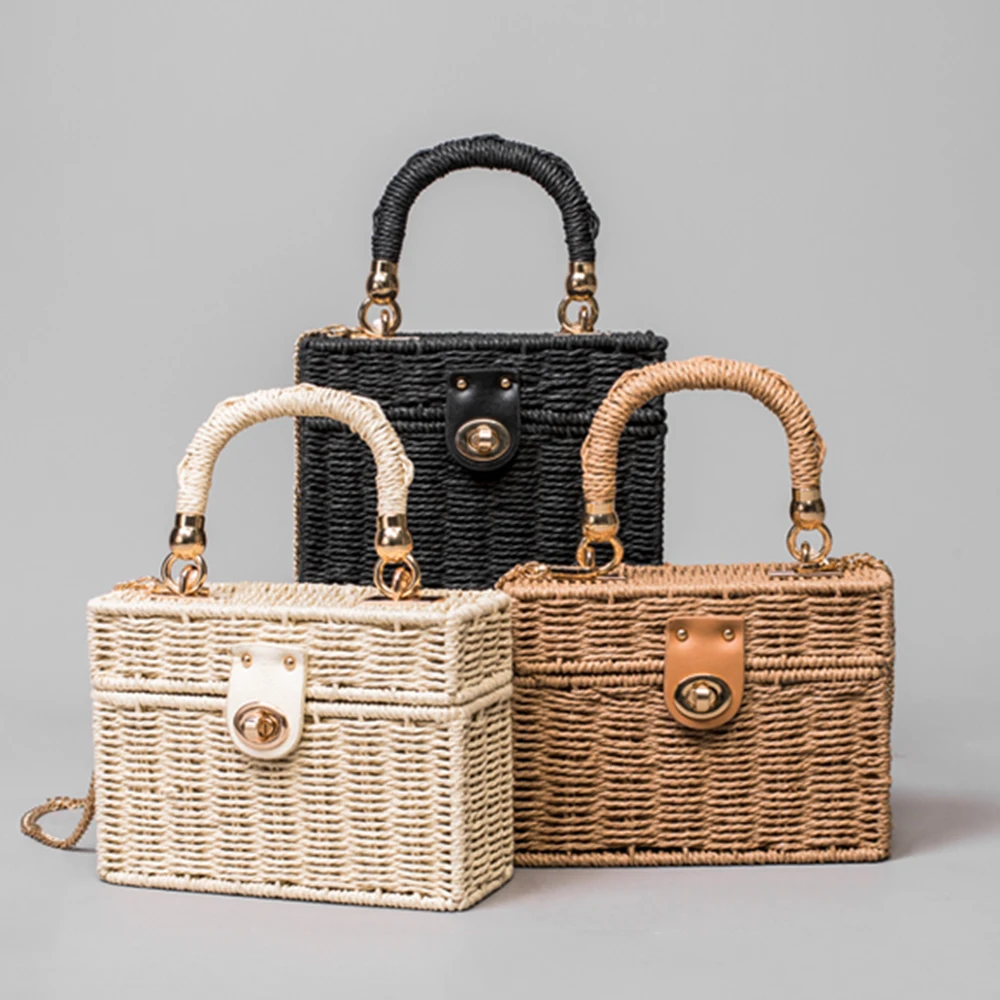 

Женская плетеная Сумка в богемном стиле, Соломенная пляжная сумка из бумажной веревки 2022, дорожная сумка с Бали, сумки через плечо, тоут