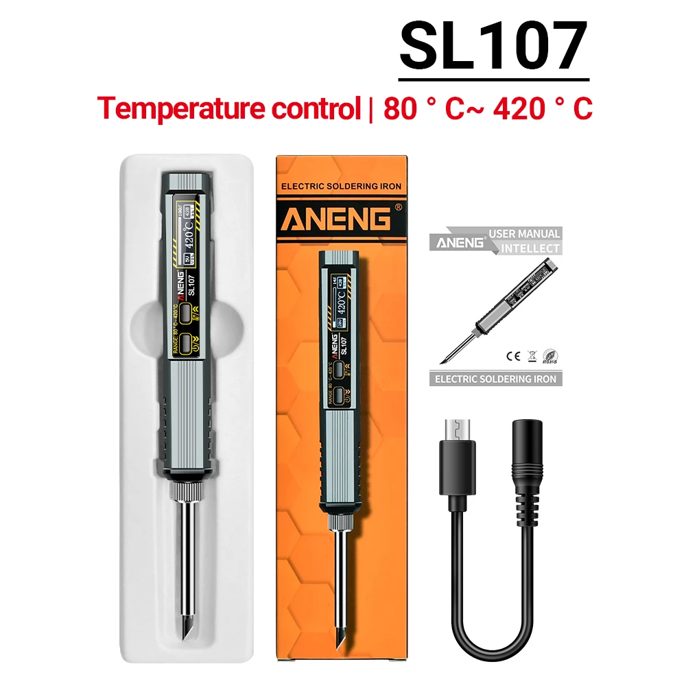 

SL107 Электрический паяльник для ремонта, сварочный тестер, керамический нагревательный сердечник, USB-адаптер для зарядки, оловянный инструмент, восьмистойкий инструмент