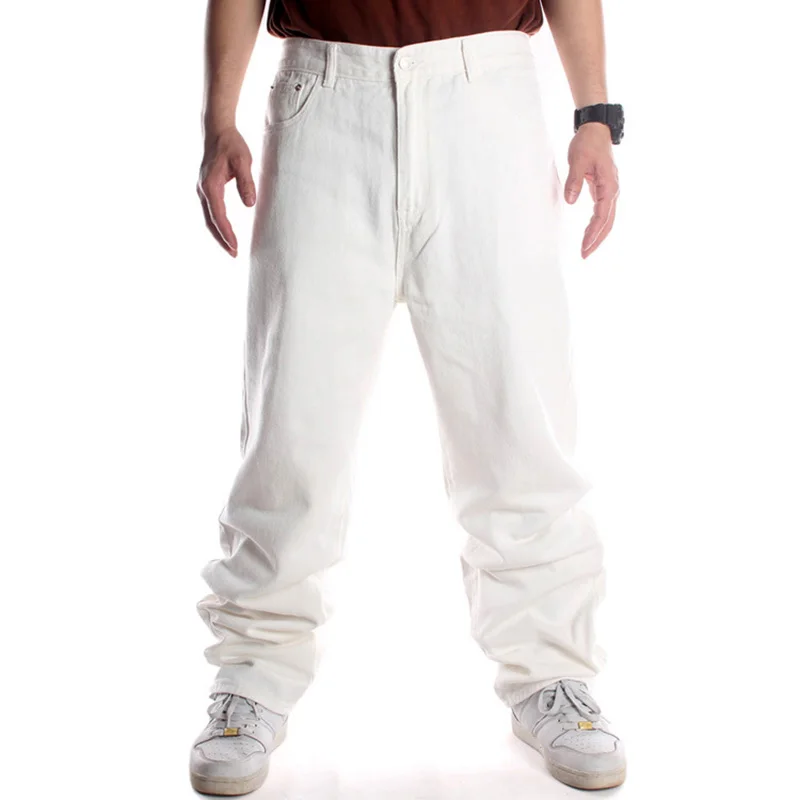 Men Skateboard Casual Jeans Pants Loose Fit Hip Hop Denim Trousers For Male Plus Size 30-46