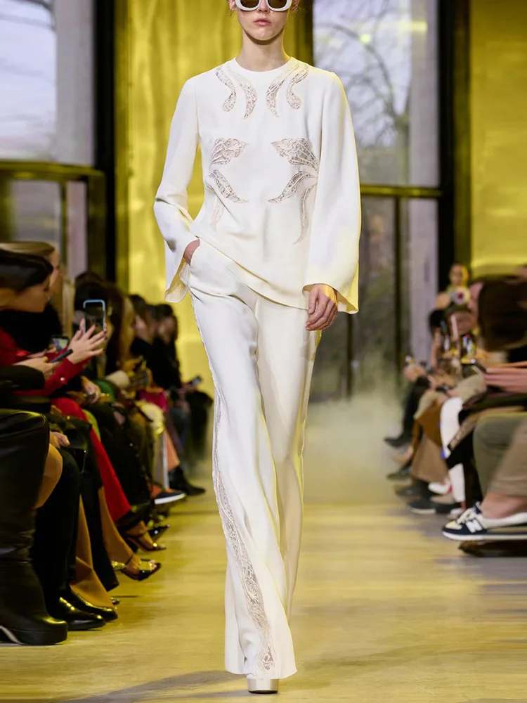 ВЫСОКОЕ КАЧЕСТВО Новый дизайнерский комплект белой одежды с кружевной вышивкой