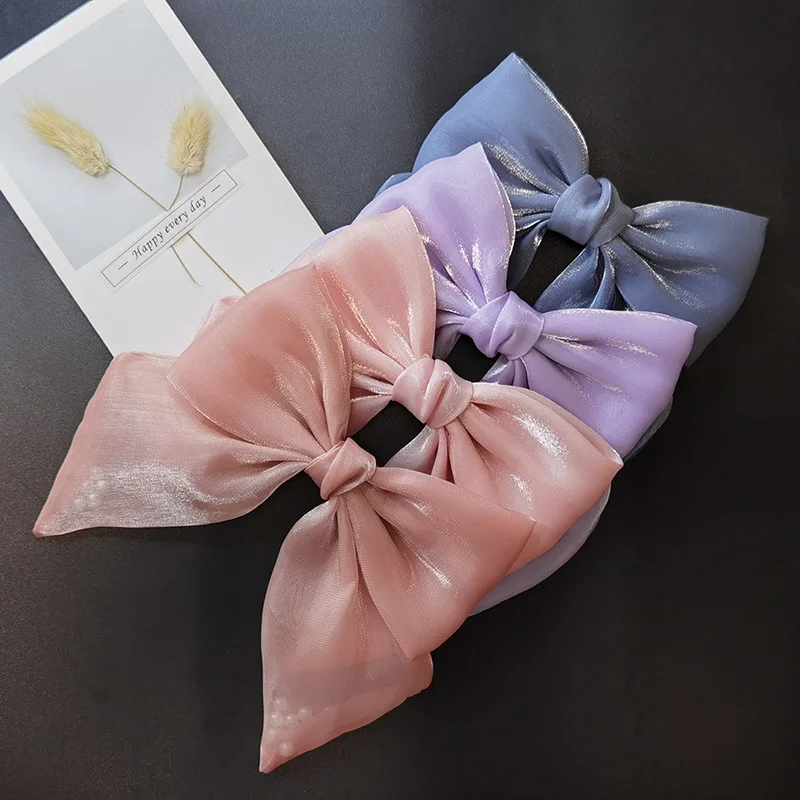 Модная новая жемчужная заколка Lystrfac с большим бантом зажим на верхнюю часть