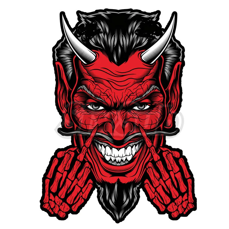 Lucifer Evil Satanic Demon Satanic Demon Electric Car Decal #204009 3D Gel Crystal Glue Reflective Laser Sticker