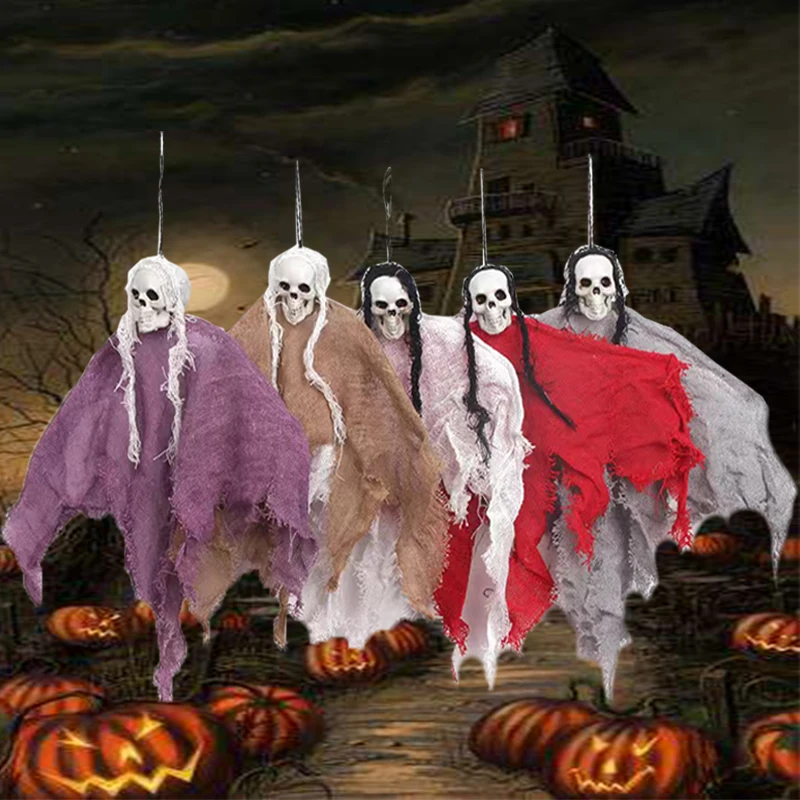 

Halloween Hanging Skull Head Door Hanging Skeleton Horror Props Fake Skull Decor Festive Party Haunted House Halloween Decor