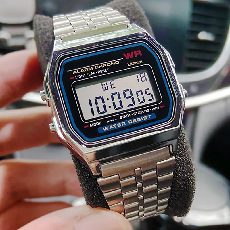 

Часы наручные F91W цифровые из нержавеющей стали, Роскошные водонепроницаемые спортивные электронные в стиле ретро, в стиле милитари