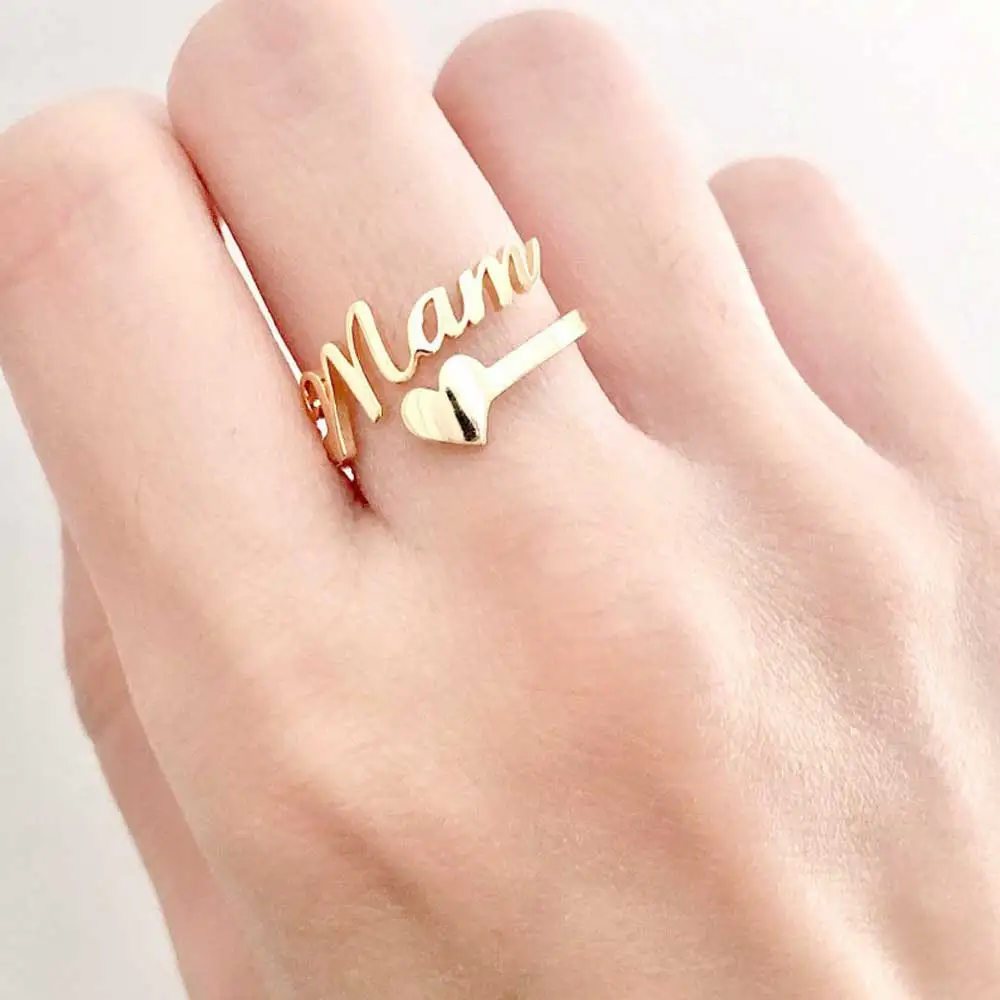 

Customized Name Men Women Rings Personalized Love Heart Fashion Stainless Steel Ring Jewelry Couple Christmas Gift Anillos Mujer