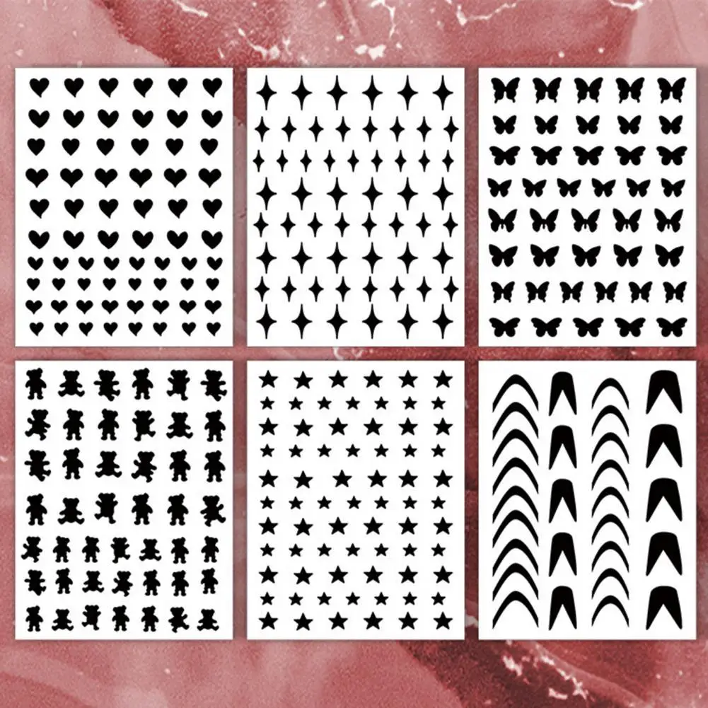 

Nail Art Template Stylish Stamping Cutout Nail Sticker Stencil Tool Creative Nail Design Manicure Template