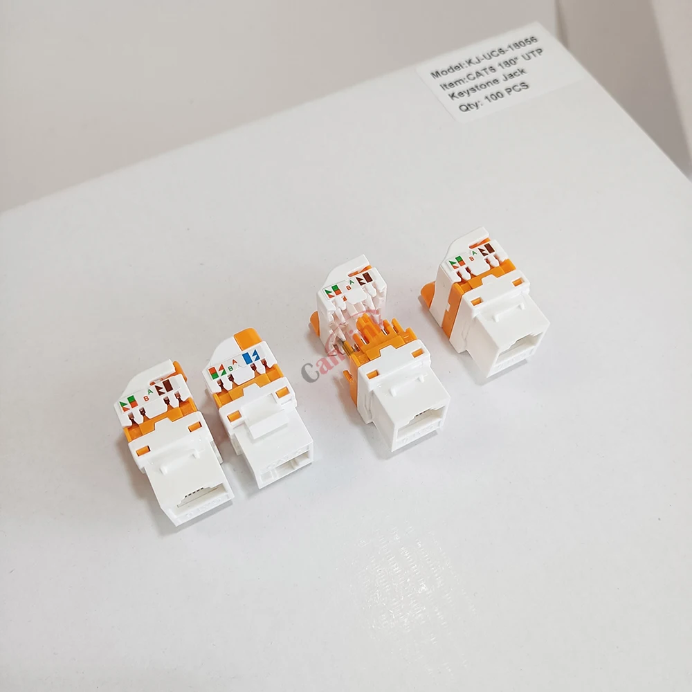 10pcs Unshielded CAT6 UTP Keystone Jack 180° screw Style RJ45 LAN Insert Keystone Ethernet Module Gigabit UTP Tool-free Socket