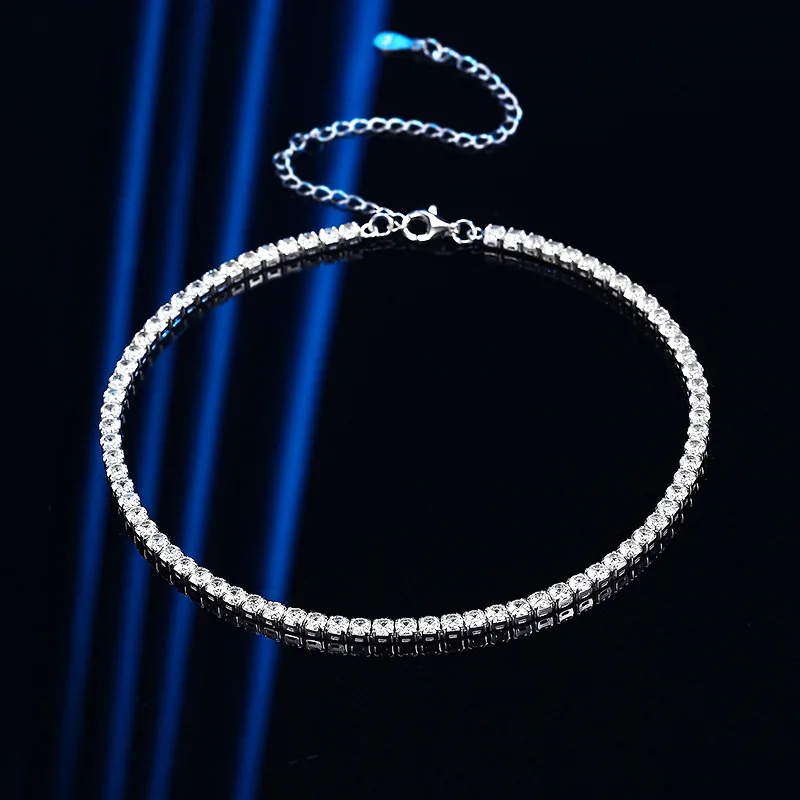 

New fashion trend S925 silver inlaid 5A zircon full diamond ladies all-match high-end design sense niche short collarbone chain