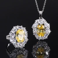 new fashion s925 silver inlaid 5a zircon ladies temperament yellow diamond suit