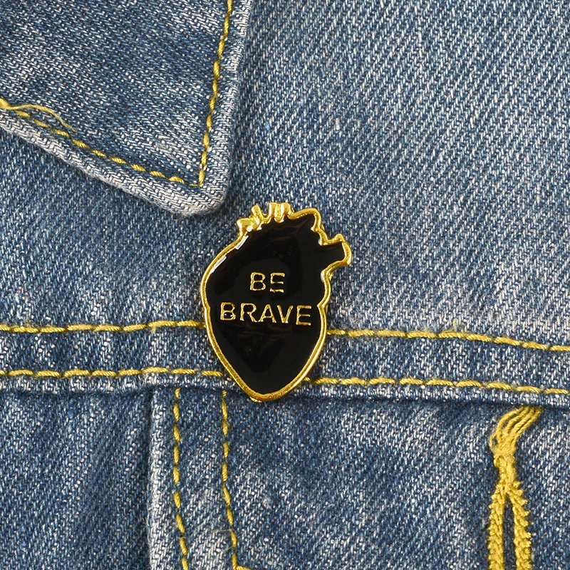 

Black Human Heart pin Brave Brooch Inspiration Enamel pins Brooches for Men Women Heart Jewelry
