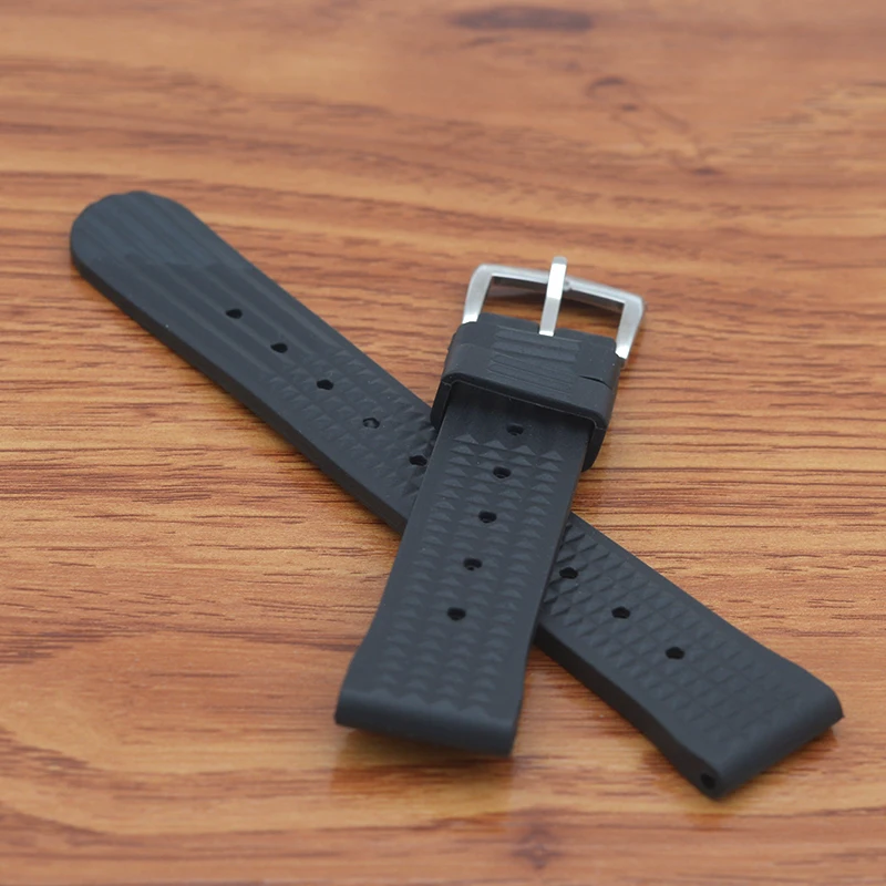 20mm 22mm Black Silicone Sport Strap Diving Waterproof Rubber for Seiko Tunas Canned Turtle 6105 6309 SRPE 007/Samsung Watch