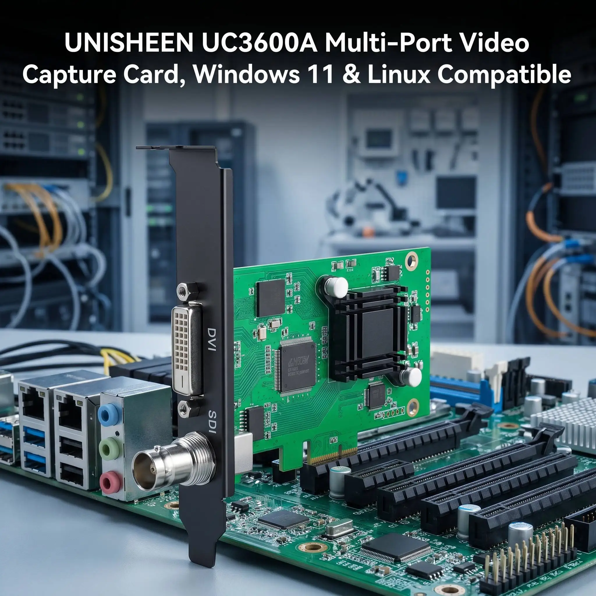 Фото Карта захвата UNISHEEN UC3600A: многопортовый SDI HDMI VGA DVI RCA в PCIe, 1080p60, промышленный граббер для прямых трансляций, Dshow V4L2 №1