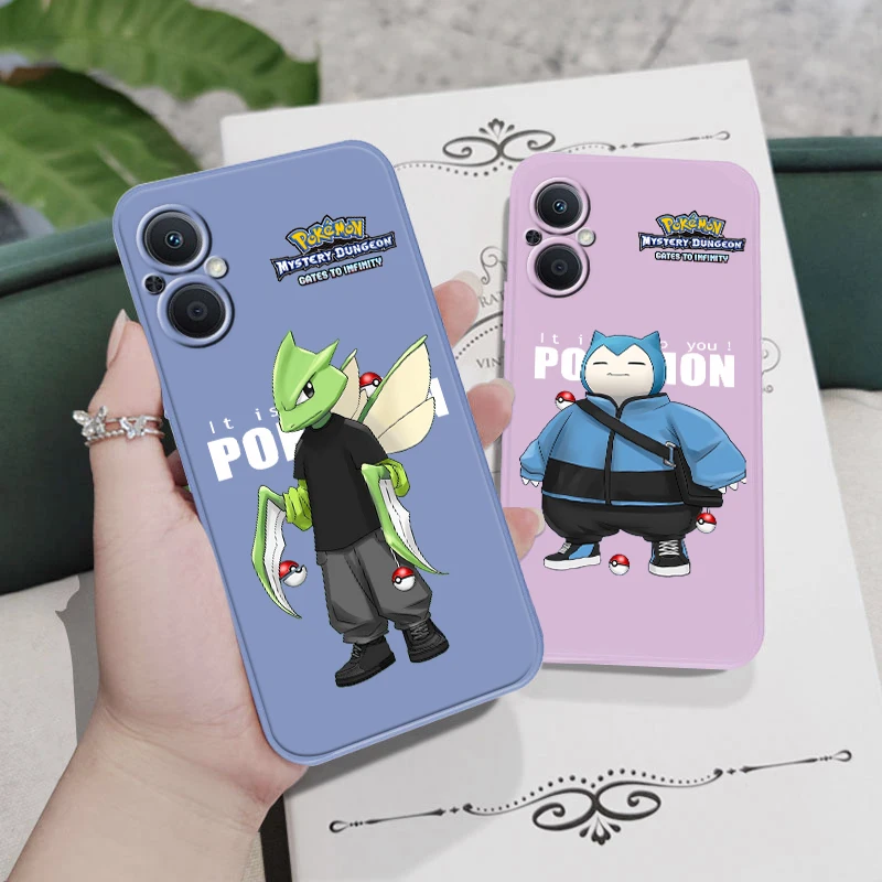

Pokemons Dragonite Snorlax Art Phone Case For OPPO A5 A9 A12 A72 A53 S A73 A93 Find X2 X3 X5 Lite Pro Neo 5G Liquid Rope Soft