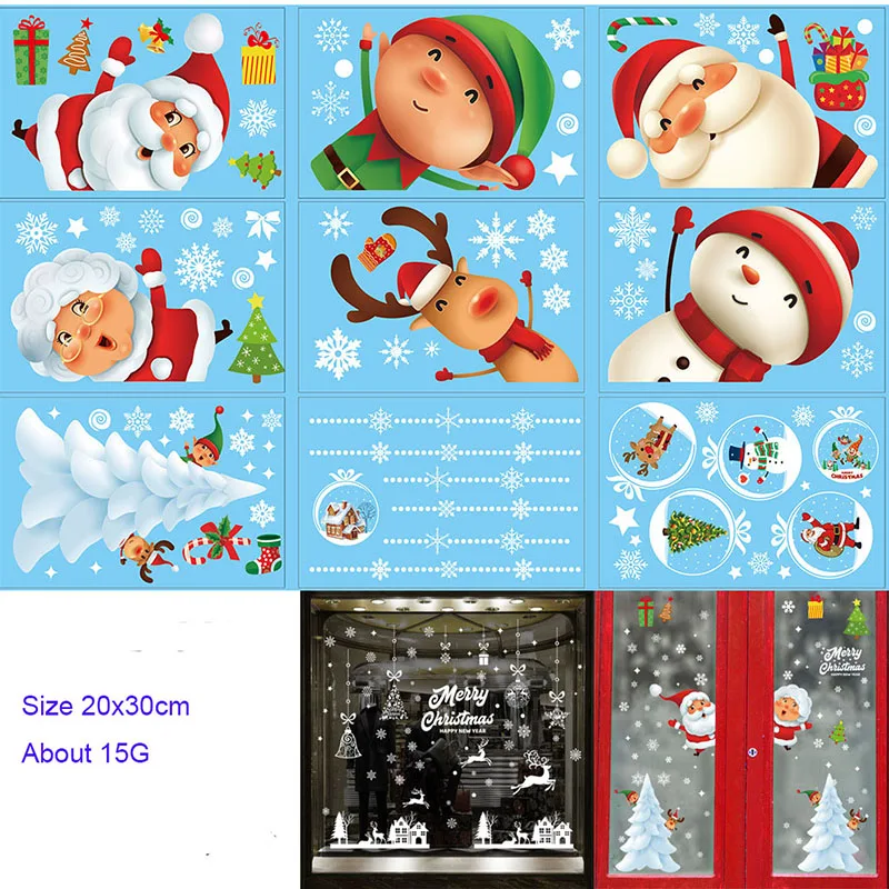 

20X30cm Small Christmas Wall windows sticker DIY Store Home door decoration house school shopping mall for all flat location