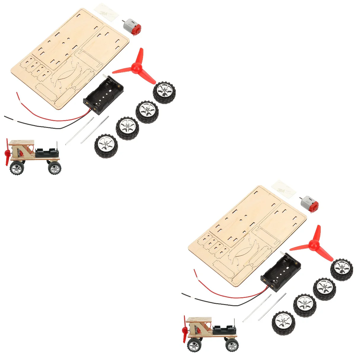 

2 Sets Dynamo Car Assembly Materials Pupils Electric Cars Kids Dc Motor Kit Wood Educational Science Building