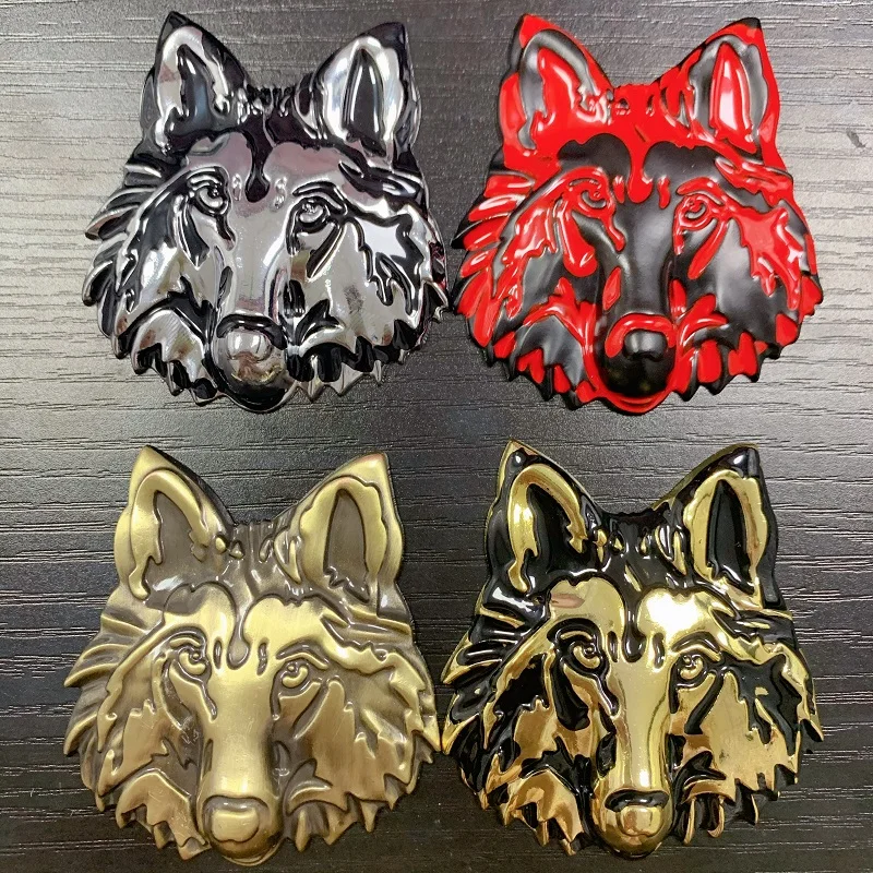 Металлическая 3d-наклейка с головой волка мультяшная эмблема автомобильные